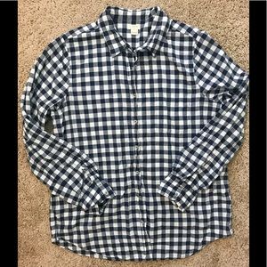 J.Crew Navy & White Plain Button up